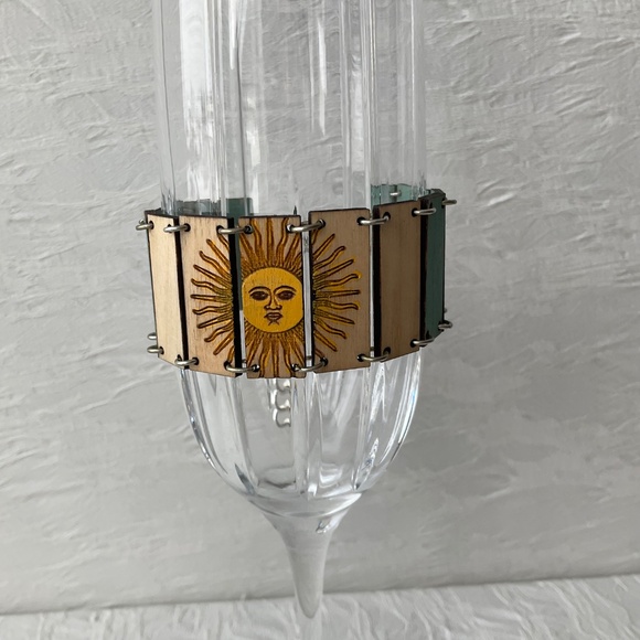 Artisan Crafted Wooden Sun God Bracelet - Picture 2 of 6